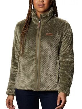 Columbia Women's Fire Side II High-Pile-Fleece Jacket Plus Size 2X Olive Green